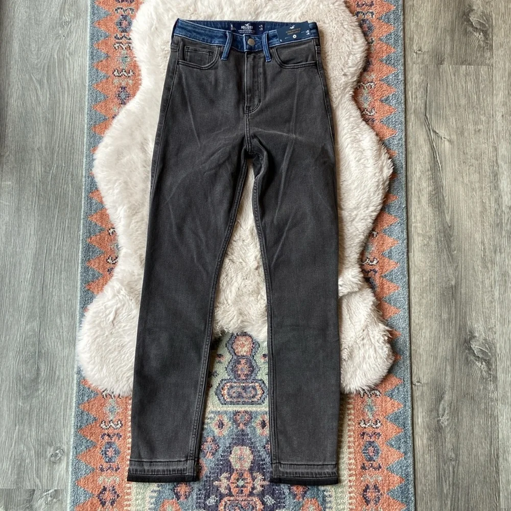 Hollister patchwork skinny jean grey black blue denim ultra high rise 25 x 29 - Picture 9 of 13